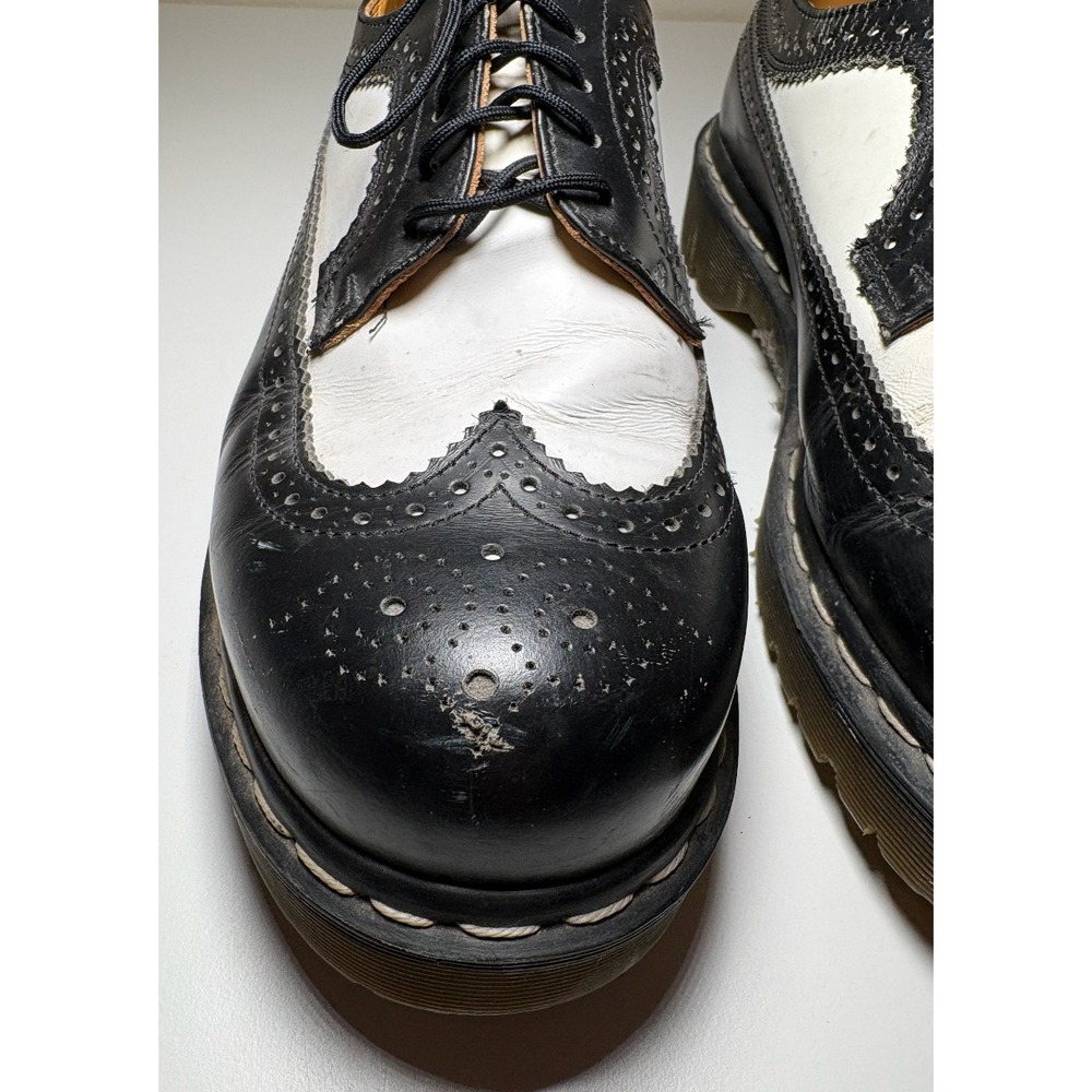 Dr. Martens England Rare Vintage Black White Brogue Oxfords Wingtips | Men's 9 - Picture 2 of 12